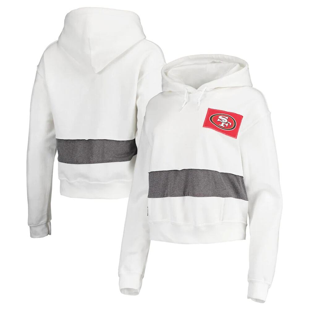 San Francisco 49ers Pullover Hoodie Women's XL White Sustainable Crop Fit Dolman